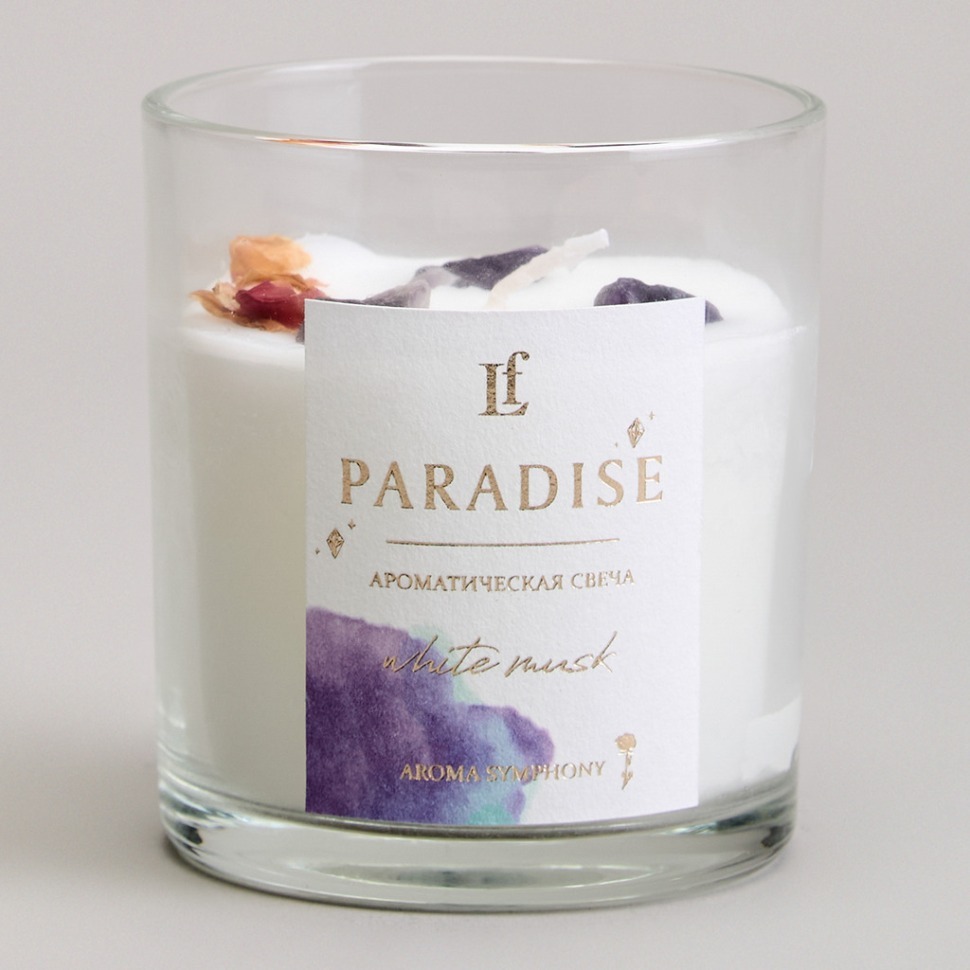 Фото Свеча ароматизированная в стакане paradise white musk 8*9 см мал.= 9шт. Lefard (605-104) - интернет-магазин МегаТерем в Москве
