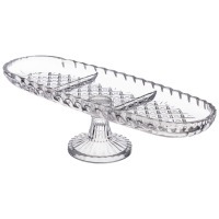 Блюдо на ножке овальное 3 секции 39x14 см Alegre Glass (337-038)