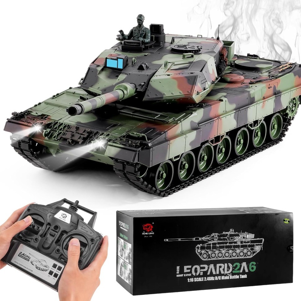 Фото Радиоуправляемый танк Heng Long Leopard 2A6 V7.0 1:16 (HL-3889-1-V7) - интернет-магазин МегаТерем в Москве
