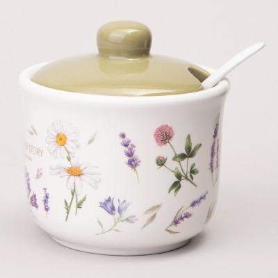 Сахарница с ложкой agness "flower story" 10*9,5 см 300 мл (358-2186) 