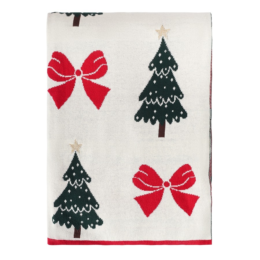 Фото Плед из хлопка с новогодним рисунком christmas bows из коллекции new year essential, 130x180 см (79341) - интернет-магазин МегаТерем в Москве