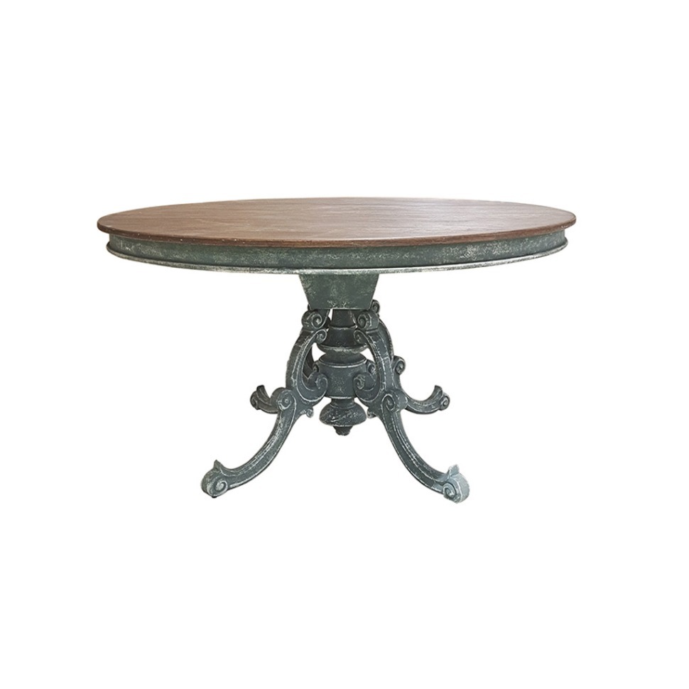 Фото Стол LI-SH13-25-96, 140, береза, вяз, brown/grey-blue, ROOMERS FURNITURE - интернет-магазин МегаТерем в Москве