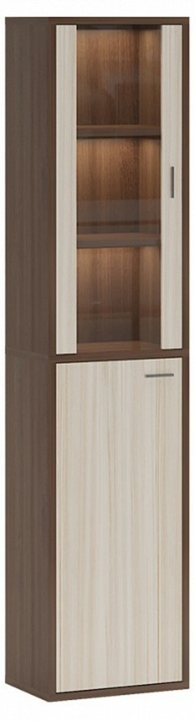 Фото Шкаф-витрина Домино СУ(ш1в2)+1ФГ+1ФС MER_SUsh1v2-1FG-1FS-SHK-shamoni-CH-karamel - интернет-магазин МегаТерем в Москве