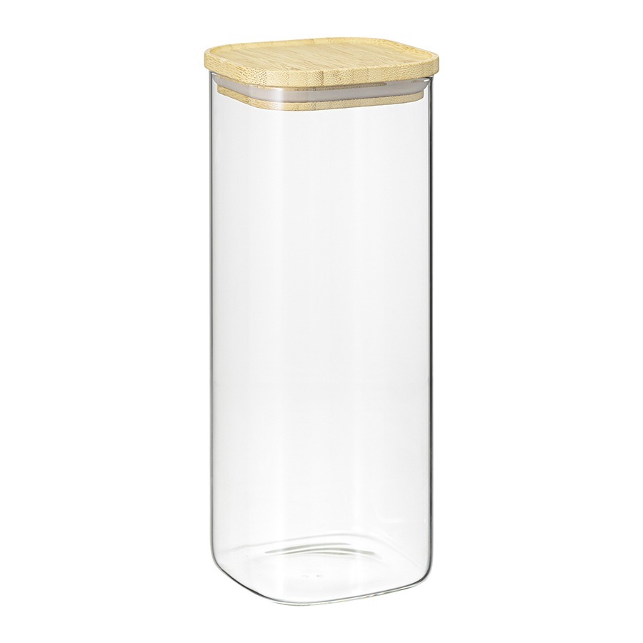 Фото Банка для хранения квадратная glass bamboo, 1,9 л (77500) - интернет-магазин МегаТерем в Москве