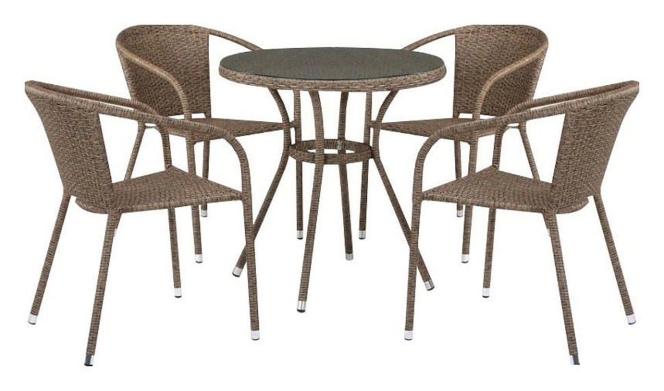 Фото Набор уличный T282ANT/Y137C-W56 Light Brown 4Pcs AFN_T282ANT_Y137C-W56_Light_Brown_4Pcs - интернет-магазин МегаТерем в Москве