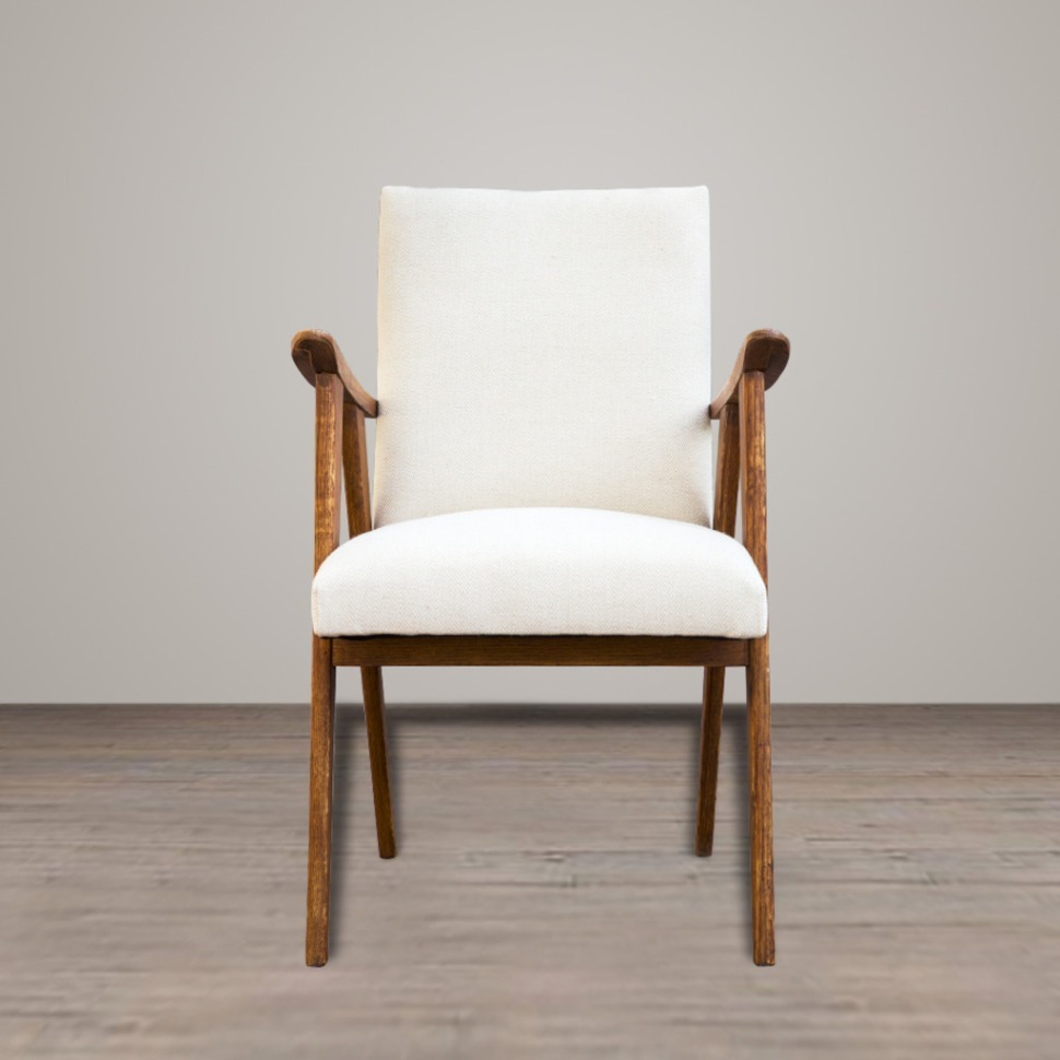 Фото Полукресло Тайлер SE-20012-OAK/FB-192, каркас массив дуба, обивка лен, natural oak/beige, ROOMERS FURNITURE - интернет-магазин МегаТерем в Москве