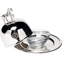 Масленка порционная "Лошадь (Horse)" латунь цвет хром d11*6см (TT-00006311)