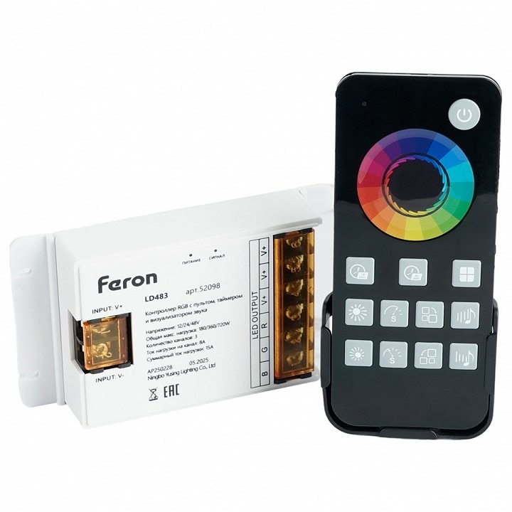 Фото Контроллер-регулятор цвета RGB с пультом ДУ Feron LD483 52098 FE_52098 - интернет-магазин МегаТерем в Москве