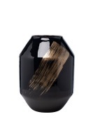 Ваза стеклянная черная с золотом d22*30см (TT-00007805)