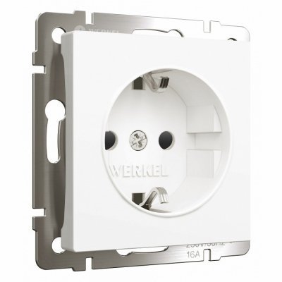 Розетка с заземлением и со шторками, без рамки Werkel белый матовый W1171161 WRK_a059266