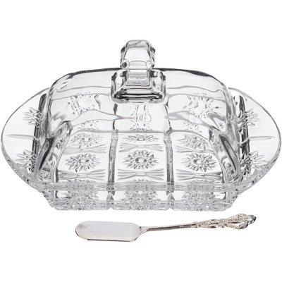 Масленка "muza crystal" 17,5*10,5 см. высота=9 см. + нож Lefard (195-174)