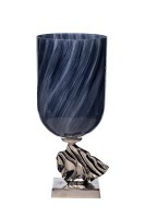 Ваза стекл. дымчатая на металл. основании d20*47см (TT-00007810)