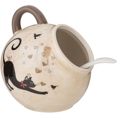 Солонка с ложкой agness "парижские коты" 9,5*10 см 170 мл (358-1748) 