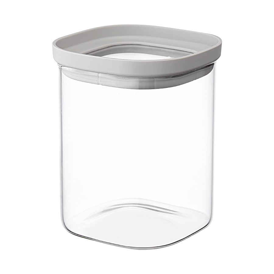 Фото Банка для хранения квадратная vacuum glass, 1 л, светло-серая (77785) - интернет-магазин МегаТерем в Москве