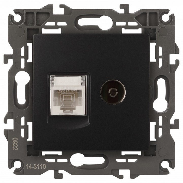 Фото ТВ-розетка и розетка Ethernet RJ-45 без рамки Эра Эра Elegance 14-3110-05 ER_B0034318 - интернет-магазин МегаТерем в Москве