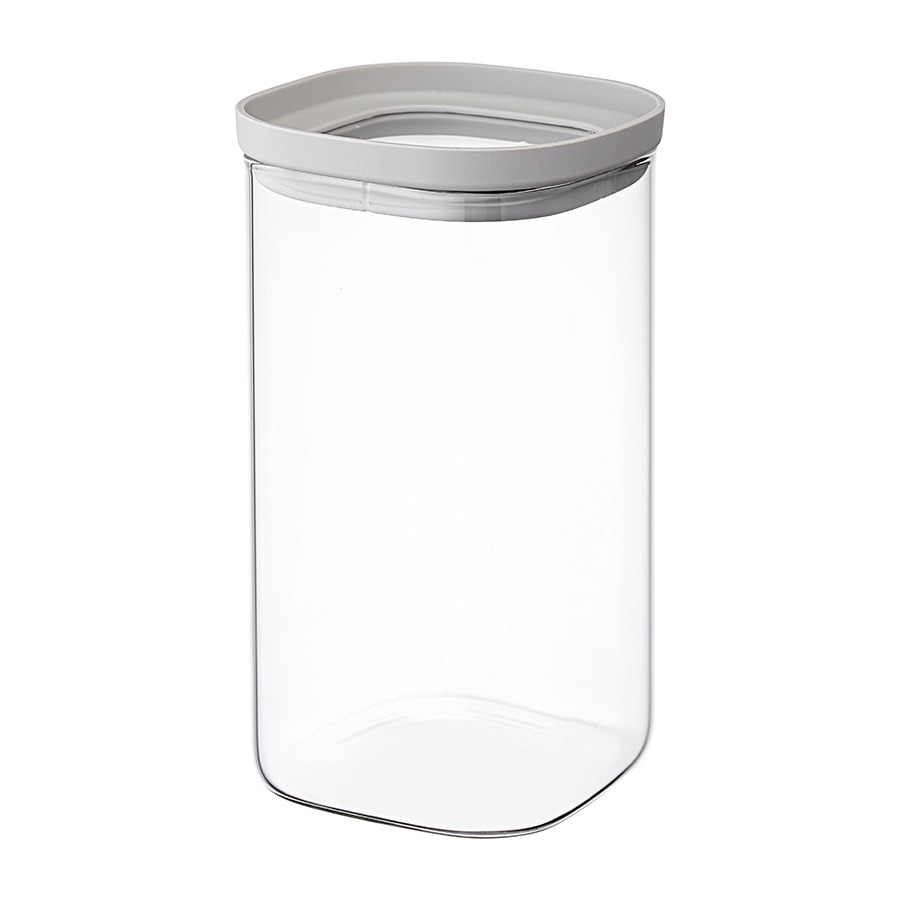 Фото Банка для хранения квадратная vacuum glass, 1,5 л, светло-серая (77786) - интернет-магазин МегаТерем в Москве