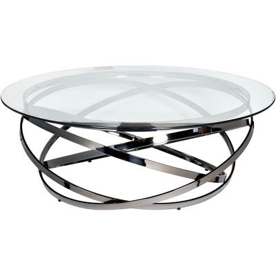 Стол журнальный стекло прозр/темн.хром d120*40см (TT-00004820)
