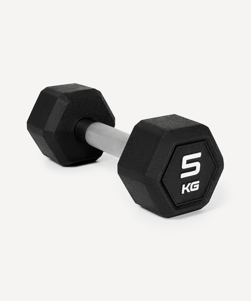 Фото Гантель гексагональная STARFIT DB-301PRO 5 кг, обрезиненная, черный (2115109) - интернет-магазин МегаТерем в Москве