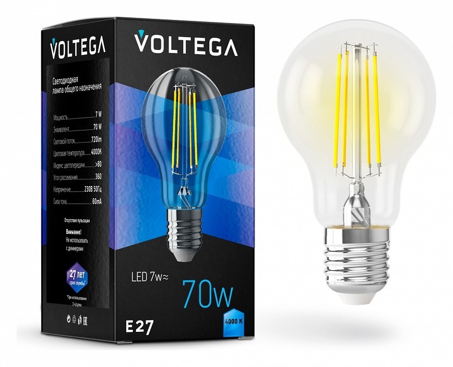 Фото Лампа светодиодная Voltega груша (General purpose bulb) E27 7Вт E27 7Вт 4000K 7141 VLG_7141 - интернет-магазин МегаТерем в Москве
