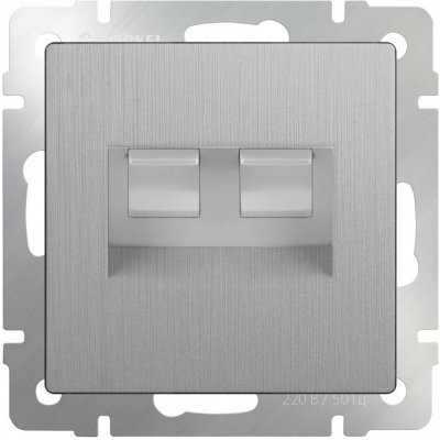 Розетка двойная RJ-11 и Ethernet RJ-45, без рамки Werkel Серебряный рифленый WL09-RJ11-45