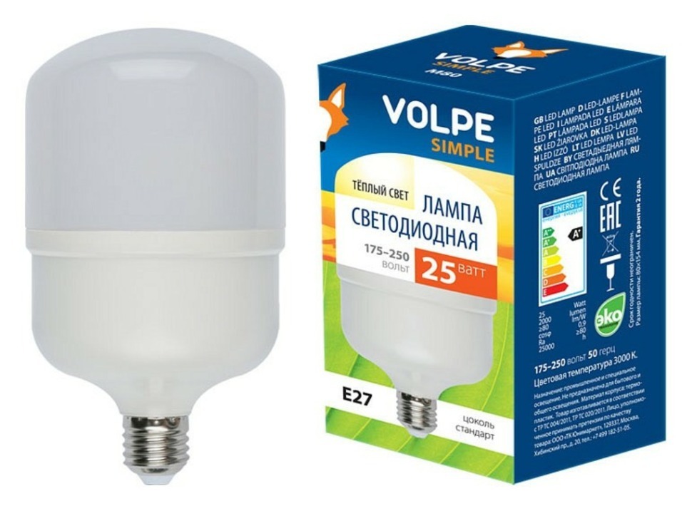 Фото Лампа светодиодная Uniel LED-M80 E27 25Вт 3000K 10808 UL_10808 - интернет-магазин МегаТерем в Москве