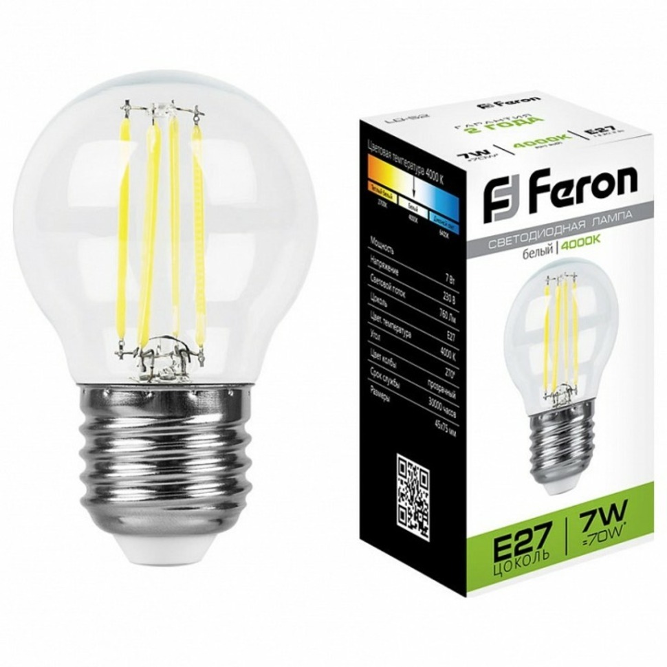 Фото Лампа светодиодная Feron LB-52 E27 7Вт 4000K 25877 FE_25877 - интернет-магазин МегаТерем в Москве