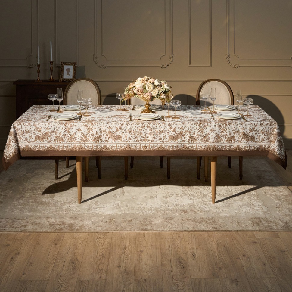 Фото Скатерть rich garden 140х300см ,белый ,100% хлопок ,твил с пропиткой Lefard (850-754-22) - интернет-магазин МегаТерем в Москве