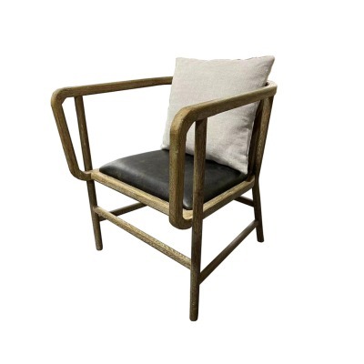 Полукресло HAC6018-OAK/A006B-2/CP155, дуб, кожа, текстиль, natural oak/black/grey, ROOMERS FURNITURE