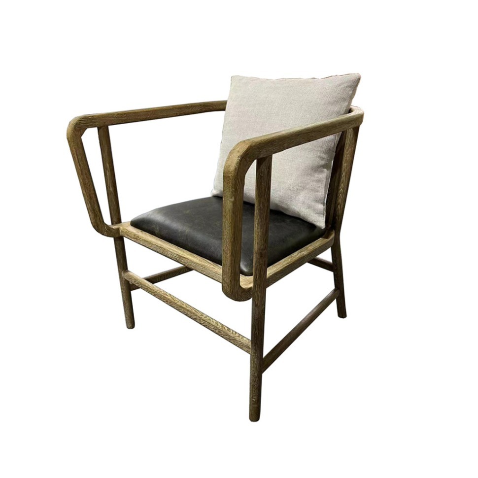 Фото Полукресло HAC6018-OAK/A006B-2/CP155, дуб, кожа, текстиль, natural oak/black/grey, ROOMERS FURNITURE - интернет-магазин МегаТерем в Москве