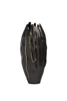 Ваза керамическая рельефная черная d15*40см (TT-00008884)