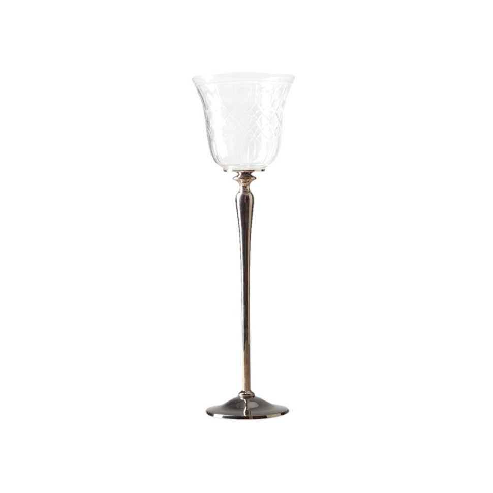 Фото Подсвечник RO-6182/DCWN, 12, металл, стекло, chrom/clear, ROOMERS FURNITURE - интернет-магазин МегаТерем в Москве