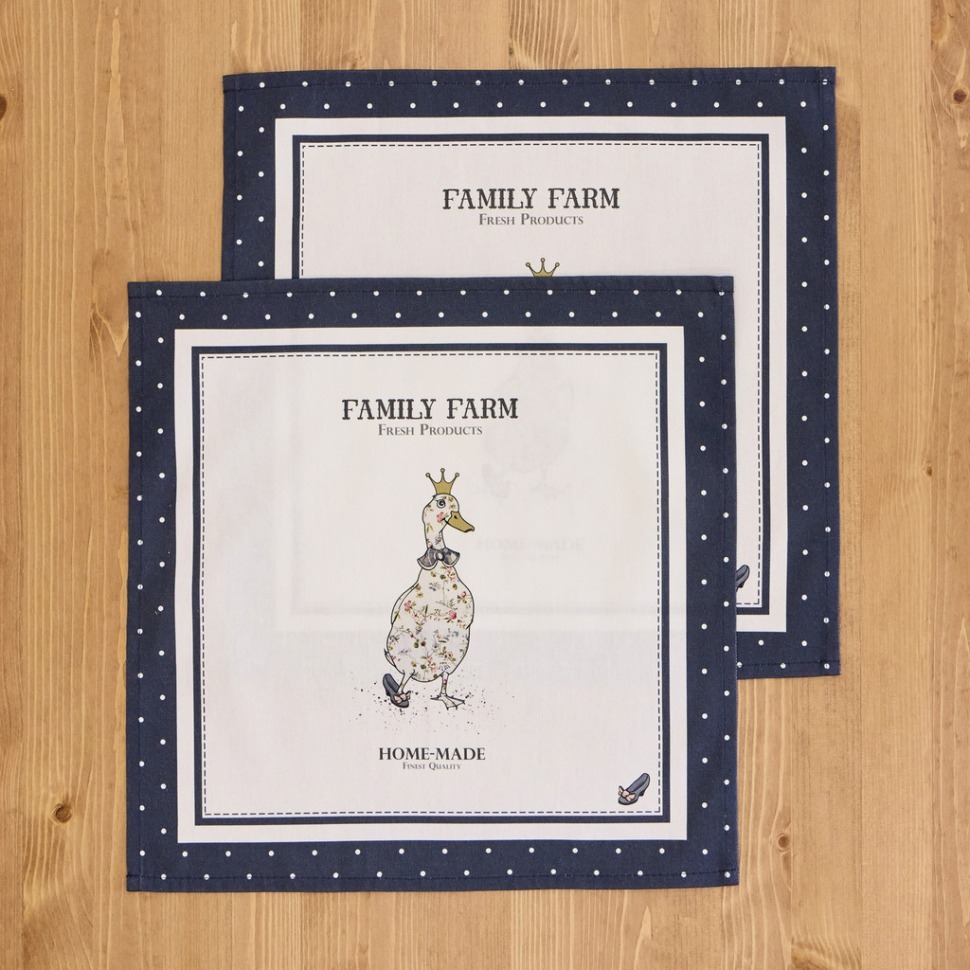 Фото Набор салфеток из 2-х шт family farm 40х40см, синий, 100% хлопок, твил Lefard (850-742-83) - интернет-магазин МегаТерем в Москве