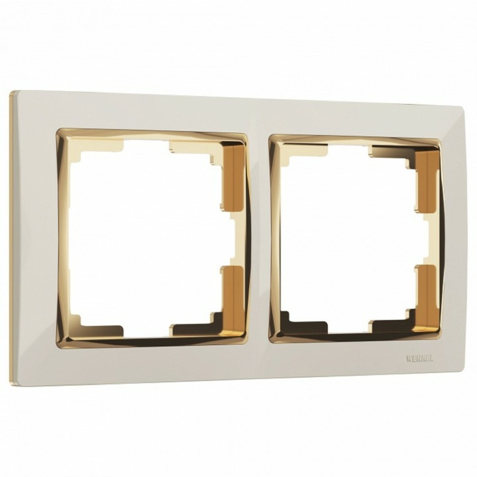 Фото Рамка на 2 поста Werkel Snabb (слоновая кость/золото) W0021932 WRK_a051651 - интернет-магазин МегаТерем в Москве