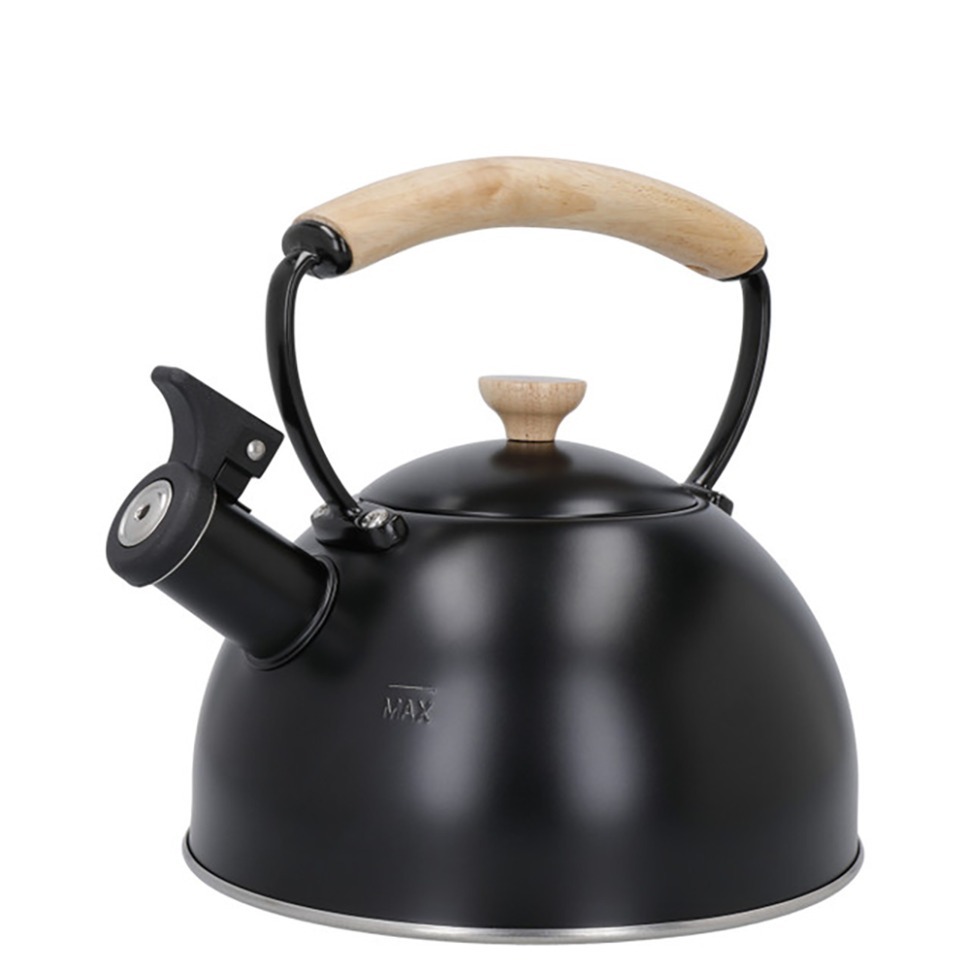 Фото Чайник со свистком чёрный La Cafetière с деревянной ручкой, 1,6 л LCWHKETBLK - интернет-магазин МегаТерем в Москве