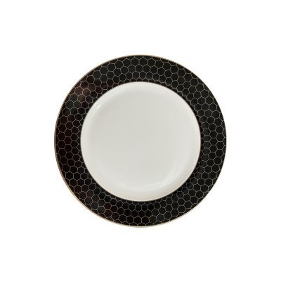 Тарелка обеденная "Пчёлки (Honeycomb)" чёрно-золотая деколь 26см (2) (TT-00010294)