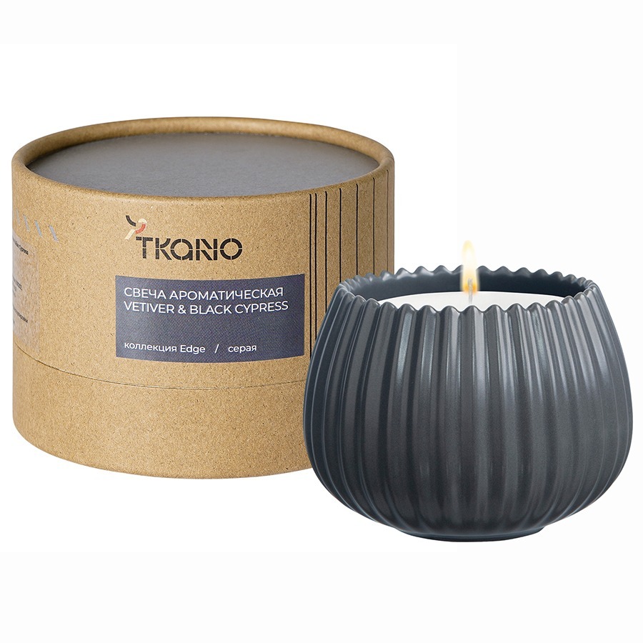 Фото Свеча ароматическая vetiver &amp; black cypress из коллекции edge, серый, 30 ч (75669) - интернет-магазин МегаТерем в Москве