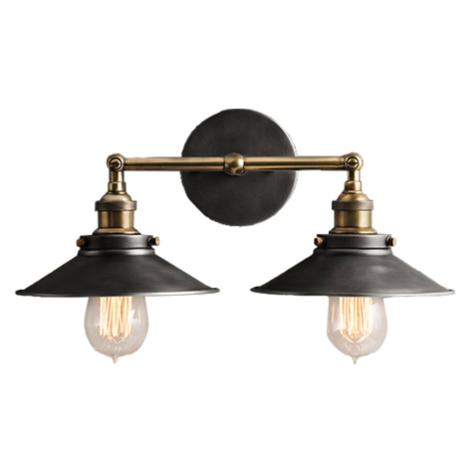 Фото Бра Скон Дабл DTL9105, металл, Gold, black finish, RESTORATION HARDWARE - интернет-магазин МегаТерем в Москве