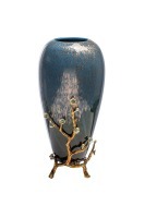 Ваза синяя с золотыми веточками d17*40см (TT-00008878)