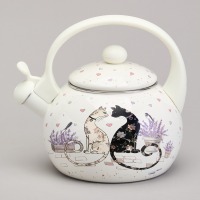 Чайник agness эмалированный со свистком серия "lavender cats", 2,2 л (943-074) 