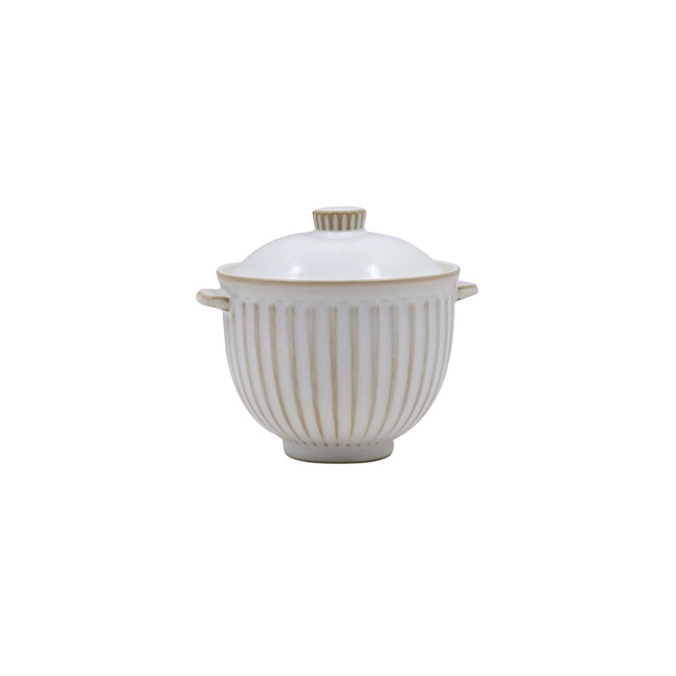 Фото Чаша с крышкой L9705-Cream, 13 см, каменная керамика, ROOMERS TABLEWARE - интернет-магазин МегаТерем в Москве