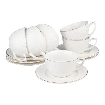 Чайный набор "диаманд голд" на 6 персон 12пр. 220 мл Porcelain Manufacturing (D-359-295) 