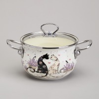 Кастрюля agness эмалированная со стеклянной крышкой серия "lavender cats", 2,0 л диа. 18см (943-076) 