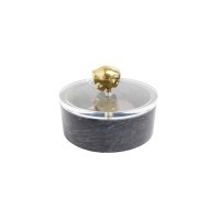 Шкатулка F290, 19 см, мрамор,металл, акрил, Antique brass/black, ROOMERS FURNITURE