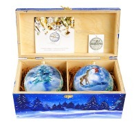 Новогодний набор на 2 шара 3 с кристаллами Swarovski (2227)