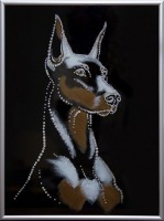 Картина Символ года Доберман с кристаллами Swarovski (1928)