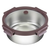 Контейнер стальной круглый click steel, 1,5 л, сливовый (75142)