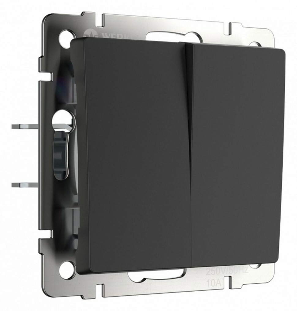 Фото Выключатель двухклавишный без рамки Werkel черный матовый W1120008 WRK_a051628 - интернет-магазин МегаТерем в Москве