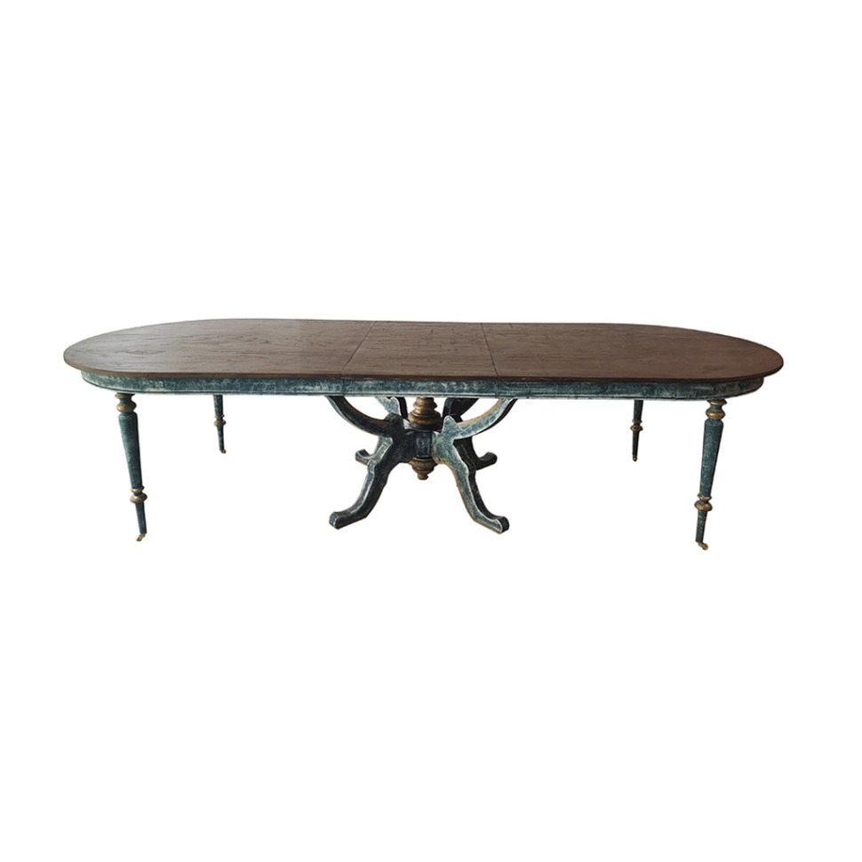 Фото Стол LI-S10-25-42, береза, вяз, brown/grey-blue/gold, ROOMERS FURNITURE - интернет-магазин МегаТерем в Москве