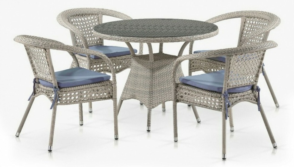Фото Набор уличный Лион-1C T220CT/Y32-W85 Latte 4Pcs (4+1) AFN_T220CT-Y32-W85_Latte_4Pcs - интернет-магазин МегаТерем в Москве