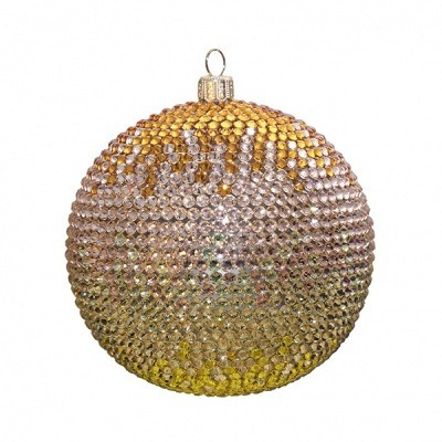 Новогодний шарик Хрустальное золото с кристаллами Swarovski (4010)